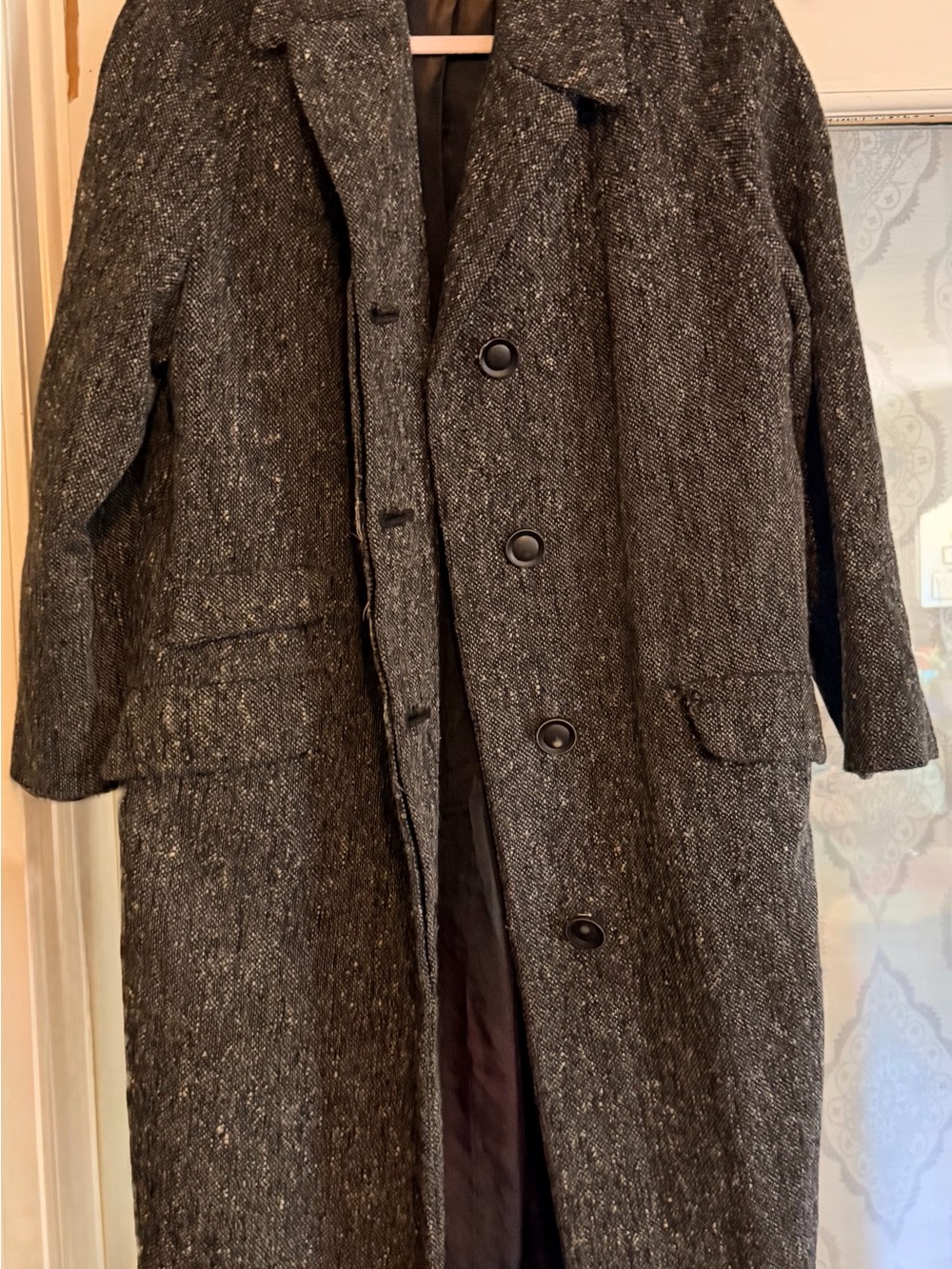 Burberry Charcoal Tweed Pea Coat